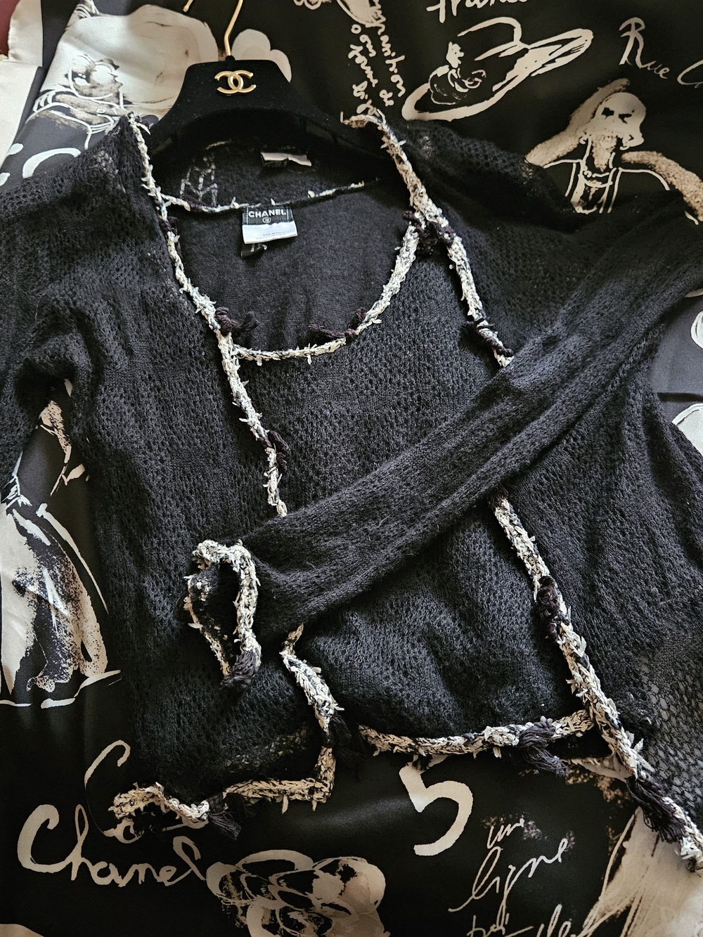 Chanel Black Knit Trim Cardigan Sweater